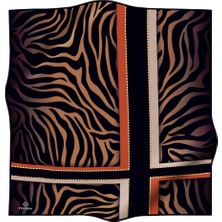 Vissona Twill Ipek Eşarp Zebra Desenli, Gold, Siyah 10581-0011