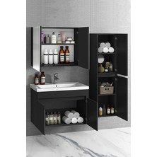 Alfa Banyo Viola-Siyah (65+35) 100 cm Mdf Boy Dolaplı Lavabolu Banyo Dolabı Takımı**demonte Değil*