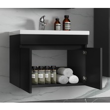 Alfa Banyo Viola-Siyah (65+35) 100 cm Mdf Boy Dolaplı Lavabolu Banyo Dolabı Takımı**demonte Değil*