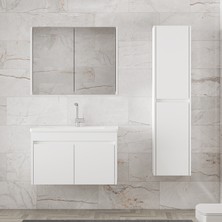 Alfa Banyo Estella-Ea Beyaz (65+35) 100 cm Mdf-Lavabolu Banyo Dolabı Takımı**demonte Değil**