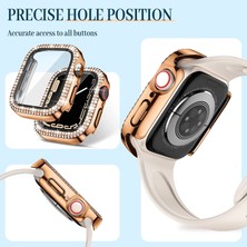 Cool Cold Apple Watch Elmas Cam+Kasa Koruyucu 45MM Zarif Şık Tasarım Akıllı Saat Koruyucu Kılıfı