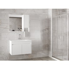 Alfa Banyo Estella Oa-Beyaz-65 cm Mdf-Ayna Dolaplı, Lavabolu Banyo Dolabı Takımı**demonte Değil**