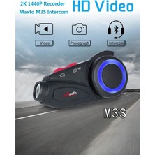 Maxto M3S Serisi 2k Hd 1440P Kameralı Intercom Motosiklet Motorcu Kulaklık Intercomu 5.0 Bluetooth