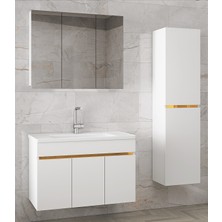 Alfa Banyo Viola3-S Beyaz (100+35) 135 cm Mdf-Ayna Dolaplı Seramik Lavabolu Banyo Dolabı Takımı**demonte Değil**