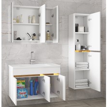 Alfa Banyo Viola3-S Beyaz (100+35) 135 cm Mdf-Ayna Dolaplı Seramik Lavabolu Banyo Dolabı Takımı**demonte Değil**