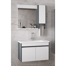 Alfa Banyo Estella-Oa -65 cm Mdf-Ayna Dolaplı, Seramik Lavabolu Banyo Dolabı Takımı**demonte Değil**