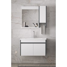 Alfa Banyo Estella-Oa -65 cm Mdf-Ayna Dolaplı, Seramik Lavabolu Banyo Dolabı Takımı**demonte Değil**