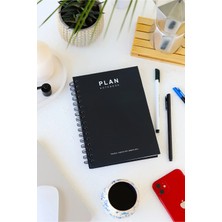 Deep Notebook 3'lü Set Süresiz Planlayıcı Ajanda A5 Spiralli Siyah Renk Tasarım