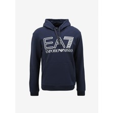 Ea7 Kapüşon Yaka Koyu Lacivert Erkek Sweatshirt 6RPM09PJSHZ1554