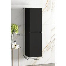 Alfa Banyo Viola Siyah 140 cm Mdf Banyo Boy Dolabı**demonte Değil** (Hazır Kurulu)