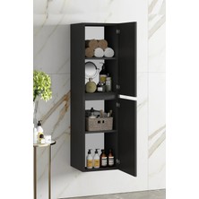 Alfa Banyo Viola Siyah 140 cm Mdf Banyo Boy Dolabı**demonte Değil** (Hazır Kurulu)