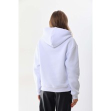 Kallima Kar Tanesi Baskılı Cepli Kapüşonlu Kışlık Kalın Sweatshirt Oversize/geniş Kesim