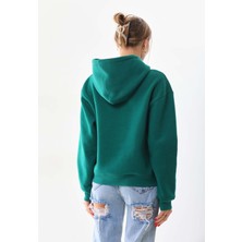 Kallima Kar Tanesi Baskılı Cepli Kapüşonlu Kışlık Kalın Sweatshirt Oversize/geniş Kesim