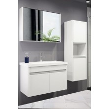 Alfa Banyo Luiza (80 35) 115 cm Mdf-Boy Dolaplı Seramik Lavabolu Banyo Dolabı Takımı**demonte Değil**