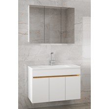 Alfa Banyo Viola3-S Beyaz 100 cm Mdf-Aynalı Seramik Lavabolu Banyo Dolabı Takımı**demonte Değil**