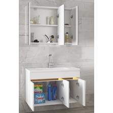 Alfa Banyo Viola3-S Beyaz 100 cm Mdf-Aynalı Seramik Lavabolu Banyo Dolabı Takımı**demonte Değil**
