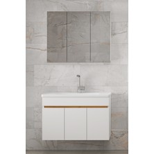 Alfa Banyo Viola3-S Beyaz 100 cm Mdf-Aynalı Seramik Lavabolu Banyo Dolabı Takımı**demonte Değil**