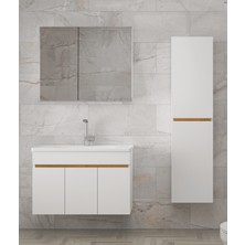 Alfa Banyo Viola3-S Beyaz (80+35) 115 cm Mdf-Seramik Lavabolu Banyo Dolabı Takımı**demonte Değil**