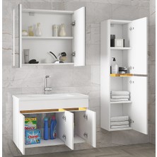 Alfa Banyo Viola3-S Beyaz (80+35) 115 cm Mdf-Seramik Lavabolu Banyo Dolabı Takımı**demonte Değil**