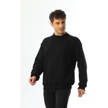 Kallima Siyah Basic 3 Iplik Bisiklet Yaka Mevsimlik Erkek Sweatshirt