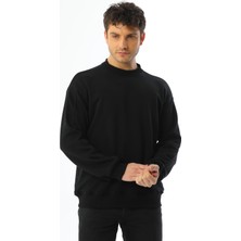 Kallima Siyah Basic 3 Iplik Bisiklet Yaka Mevsimlik Erkek Sweatshirt