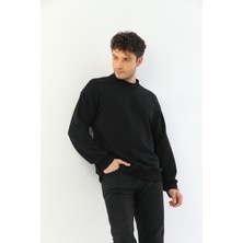 Kallima Siyah Basic 3 Iplik Bisiklet Yaka Mevsimlik Erkek Sweatshirt