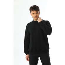 Kallima Siyah Basic 3 Iplik Bisiklet Yaka Mevsimlik Erkek Sweatshirt