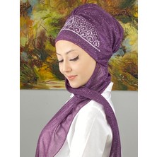 Butik Ambar Vintage Model Taşlı Abiye Atkılı Bone Şal