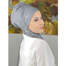 Butik Ambar Güneş Model Taşlı Abiye Atkılı Bone Şal