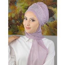 Butik Ambar Kristal Taç Model Taşlı Abiye Atkılı Bone Şal