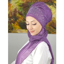 Butik Ambar Güneş Model Taşlı Abiye Atkılı Bone Şal