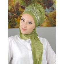 Butik Ambar Vintage Model Taşlı Abiye Atkılı Bone Şal