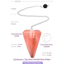 Tesbih Atölyesi Sertifikalı Gül Kuvars Taşı Pandül Sarkaç Hem Pandül - Hem Kolye