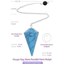 Tesbih Atölyesi Sertifikalı Firuze Taşı Pandül Sarkaç Hem Pandül - Hem Kolye