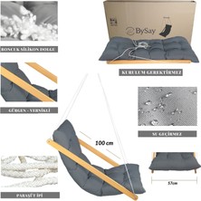 Bysay Ahşap Puf Minderli Salıncak Hamak. Ev Balkon Teras Bahçe Için (Antrasit)