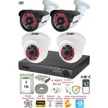 FURY 4 Kameralı 5mp 3.6mm Lens 2mp Görüntü 6 Atom Led Gece Görüşlü Full Hd Güvenlik Kamerası 551412 1 TB