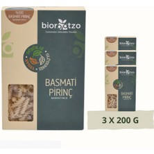 Biorootzo Glütensiz Vegan Basmati Pirinç Artizan Bronz Kalıp Fusilli Makarna 200 gr x 3 Adet