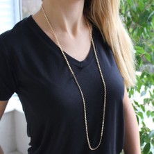 Niki Aksesuar Gold Kalın Ezme Zincir 90CM