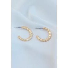 Niki Aksesuar Orta Boy Desenli Gold Halka Küpe