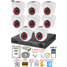 FURY 8 Kameralı 5mp 3.6mm Lens 2mp Görüntü 6 Atom Led Gece Görüşlü FullHd Güvenlik Kamerası 1412A 500GB