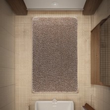 Halı Kapımda Kaymaz Taban Bej Yıkanabilir Kesme Shaggy Banyo Paspası 57X97 cm