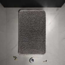 Halı Kapımda Kaymaz Taban Gri Yıkanabilir Kesme Shaggy Banyo Paspası 57X97 cm