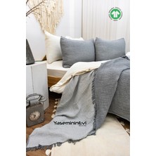 Yaseminin Evi Antrasit-Gri Tek Kişilik 4 Kat Müslin Yatak Örtüsü
