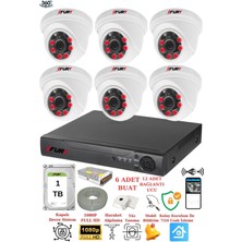 FURY 6 Kameralı 5mp 3.6mm Lens 2mp Görüntü 6 Atom Led Gece Görüşlü FullHd Güvenlik Kamerası 1412A 1TB
