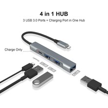 Brs Lightning To USB Hub 4'ü 1 Arada USB Otg Hub, 3 USB 3.0 Bağlantı Noktalı ve Hızlı Şarj Bağlantı Noktalı