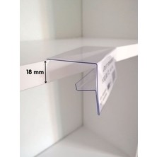 Şeffaf Etiket 50 Adet Pvc Etiketlik 18 mm Ahşap Raflar Için Şeffaf Etiketlik 18 mm Suntaya Geçme 8 x 4 cm