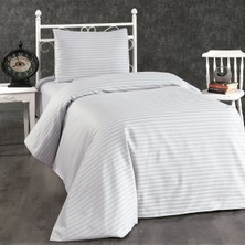 Alena Home Pamuklu Otel Serisi (Çarşafsız) Çizgili Tek Kişilik Nevresim Seti