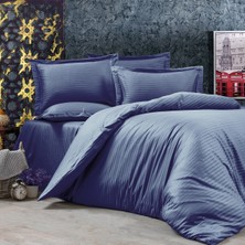 Alena Home %100 Pamuk Saten (Lastikli Çarşaflı) Çizgili Tek Kişilik Nevresim Takımı