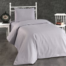 Alena Home Pamuklu Otel Serisi (Çarşafsız) Çizgili Tek Kişilik Nevresim Seti