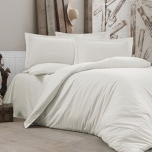 Alena Home  Pamuk Saten (Lastikli Çarşaflı) Çizgili Tek Kişilik Nevresim Takımı